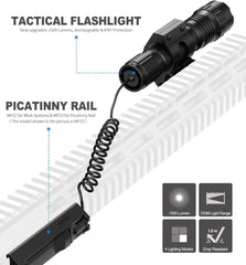 Feyachi 1500 Lumen LED Tactical Flashlight Rechargeable IPX7 Protection 4 Modes Weapon Light Picatinny Rail Flashlight Included with Pressure Switch(Picatinny-FL31)