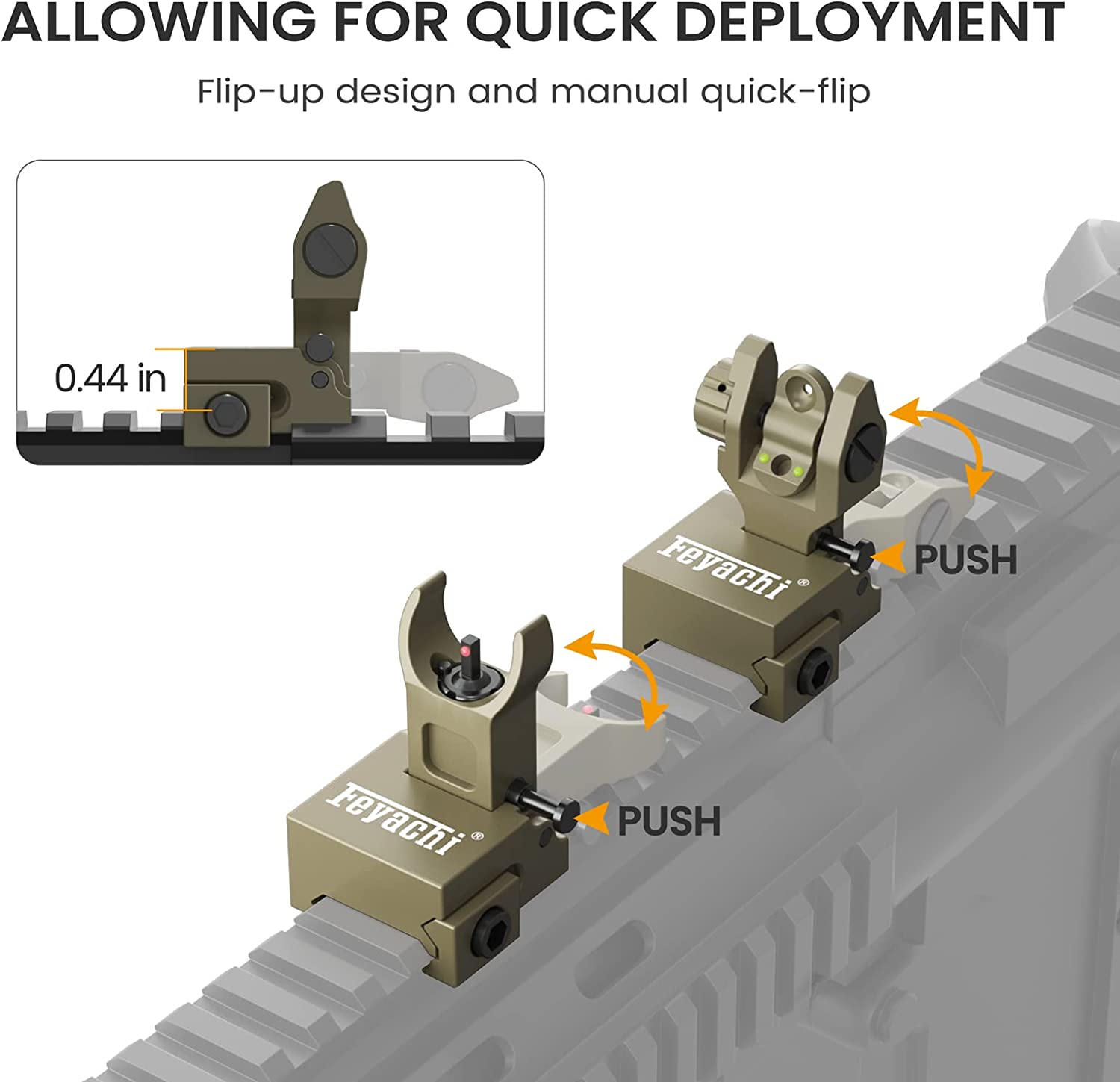 Feyachi S27-SS Fiber Optic Iron Sights - Flip Up Sight Set feyachi Default Title Default Title-