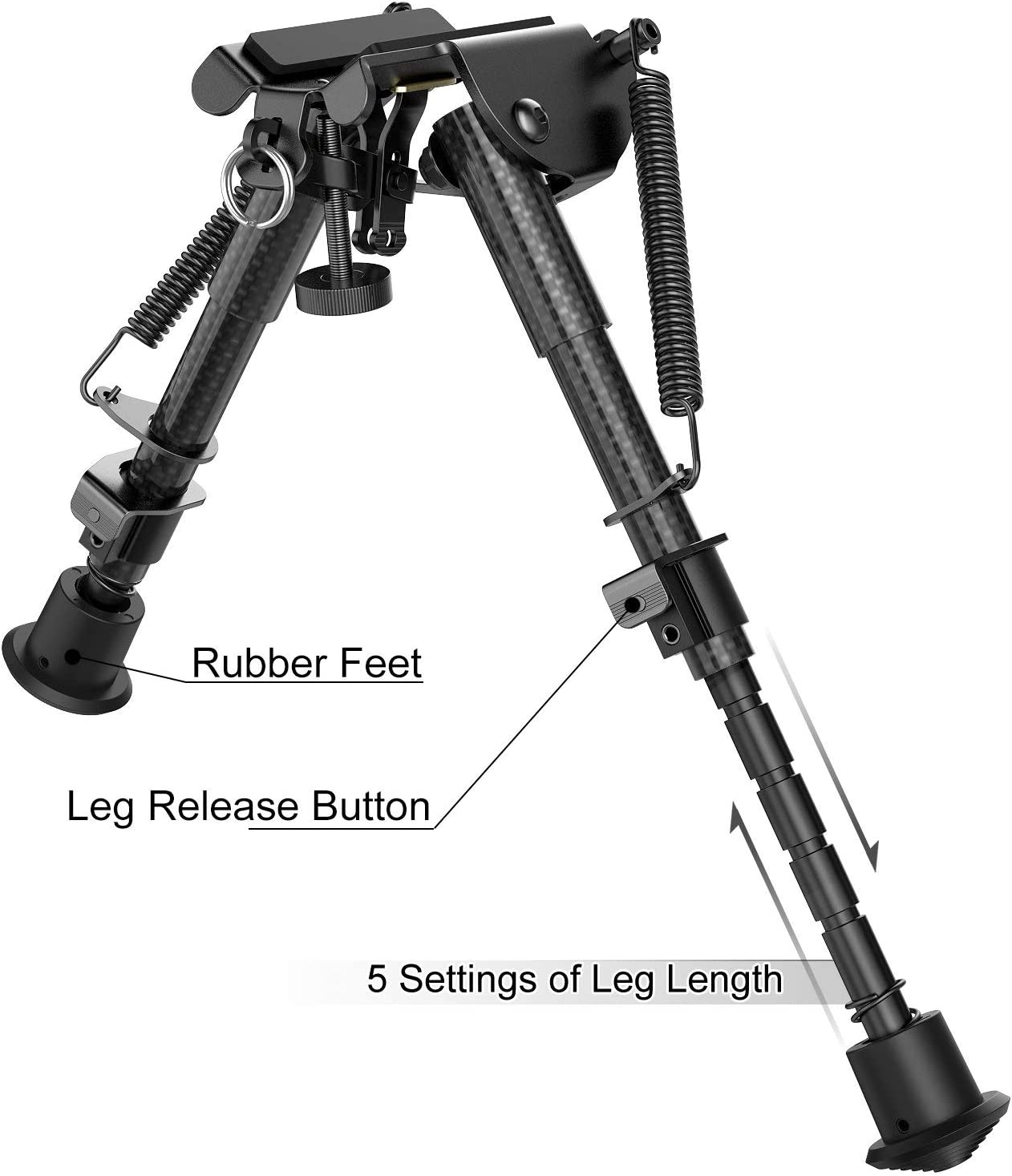 Feyachi RB5074 Carbon Fiber Bipod - Rifle Adjustable Mount