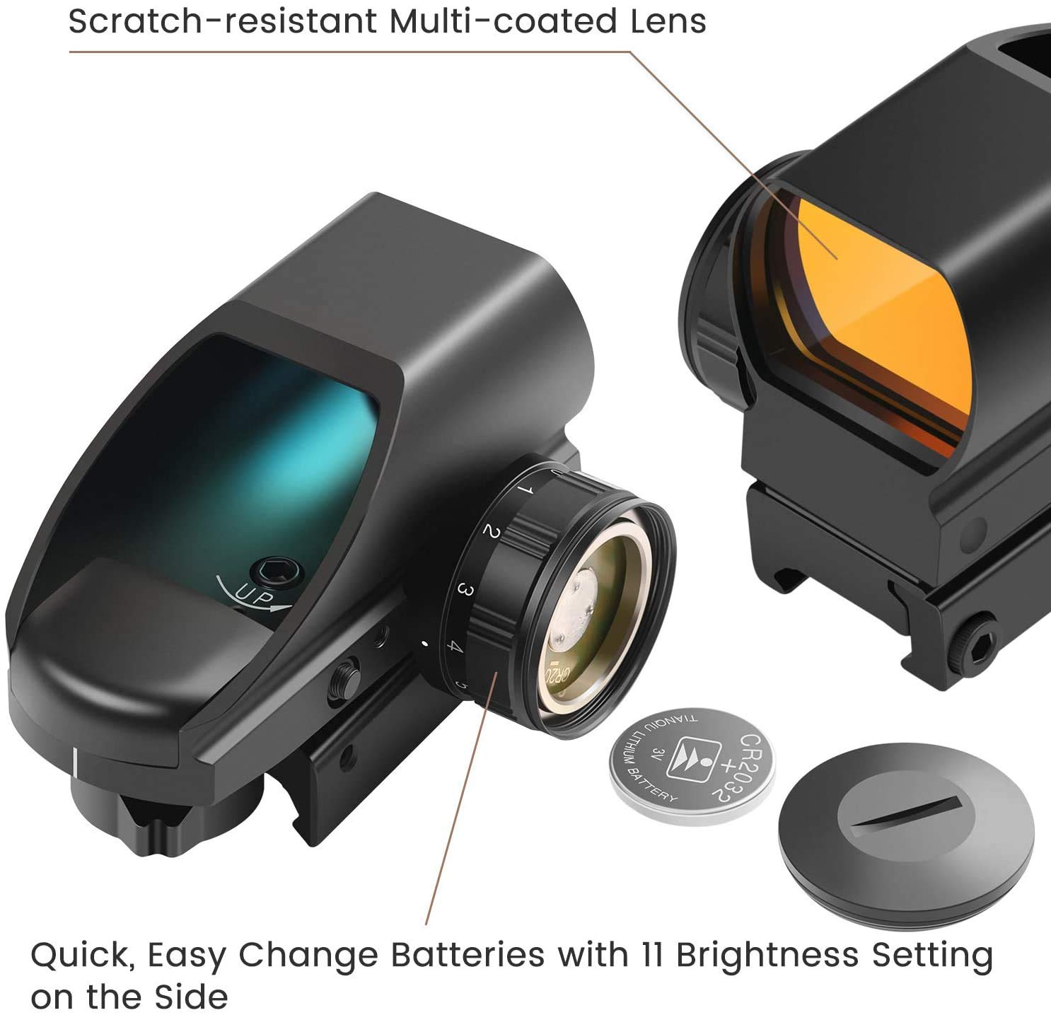 Feyachi RS-25 Reflex Sight with Reticles - Red Dot Picatinny