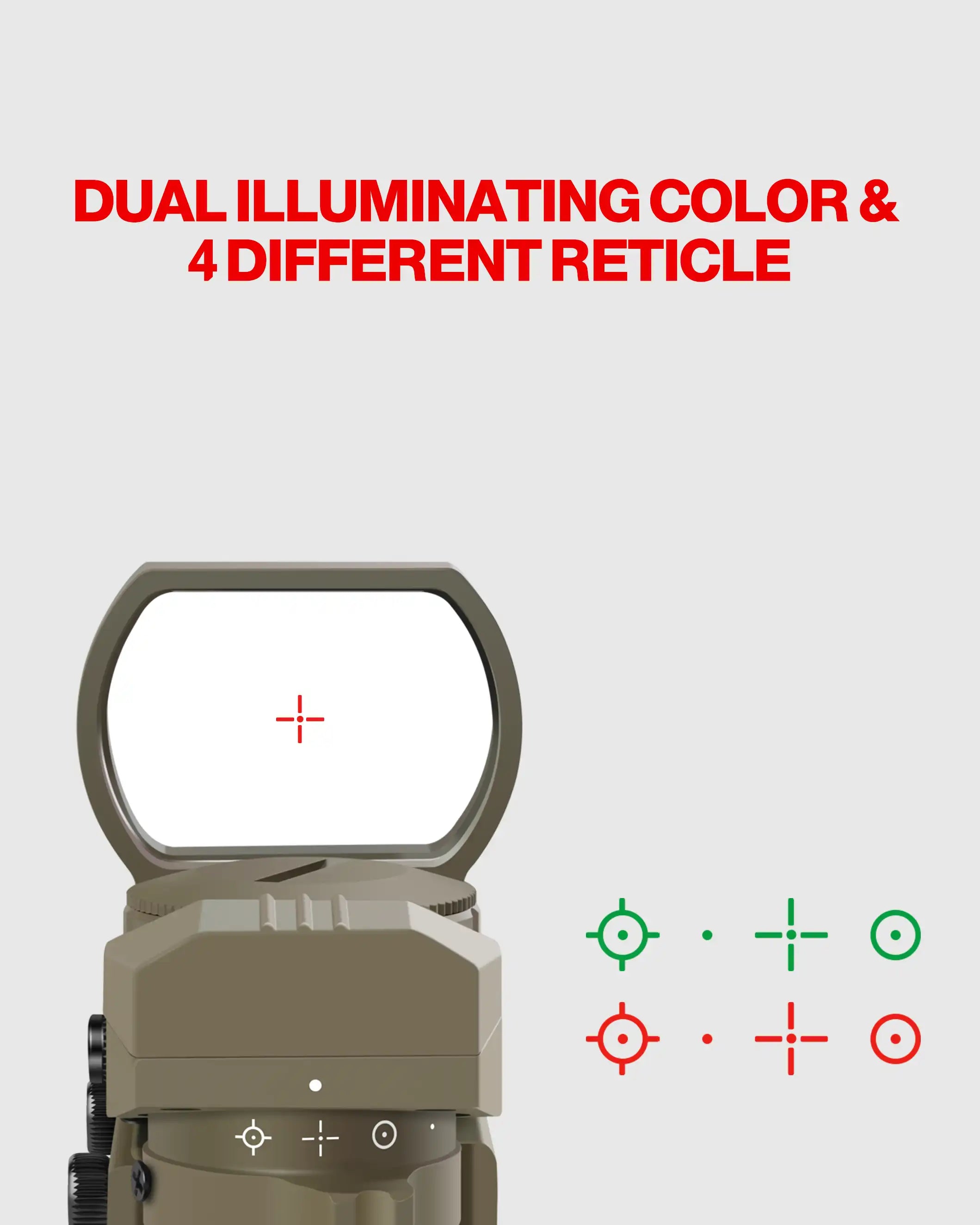 Feyachi RS-71 Reflex Sight - Tan Red/Green Dot 4 Reticles